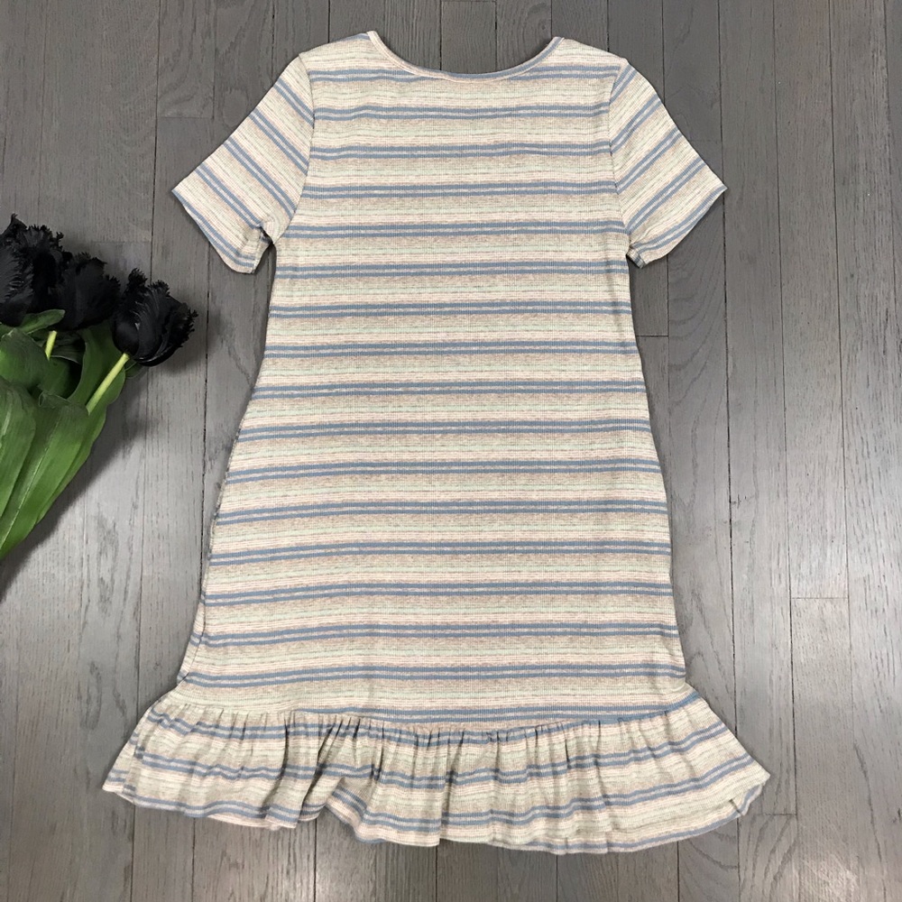 Annabelle Short Sleeve Striped Ruffle A Line Dress - Picture 7 of 7